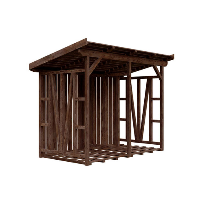Skan Holz Kaminholzunterstand Max aus Douglasienholz in Nussbaum Braun B/H/T: 300 x 229 x 160 cm - Bild 2