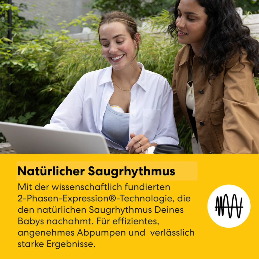 Medela Motion InBra Elektrische Doppelmilchpumpe, tragbar und wearable, Weiß/Gelb - Bild 2