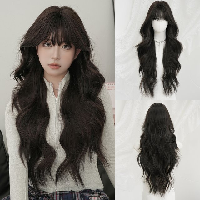 7JHH WIGS Perücke, dunkelbraun, gewellt, Damen - Bild 1