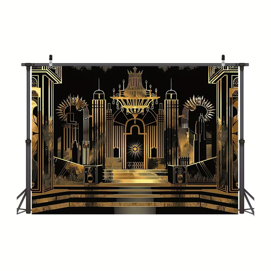 Vintage Fotohintergrund im Gatsby Art Deco Stil für Hochzeit, Geburtstag und Party, mehrfarbig und schwarz - Bild 2