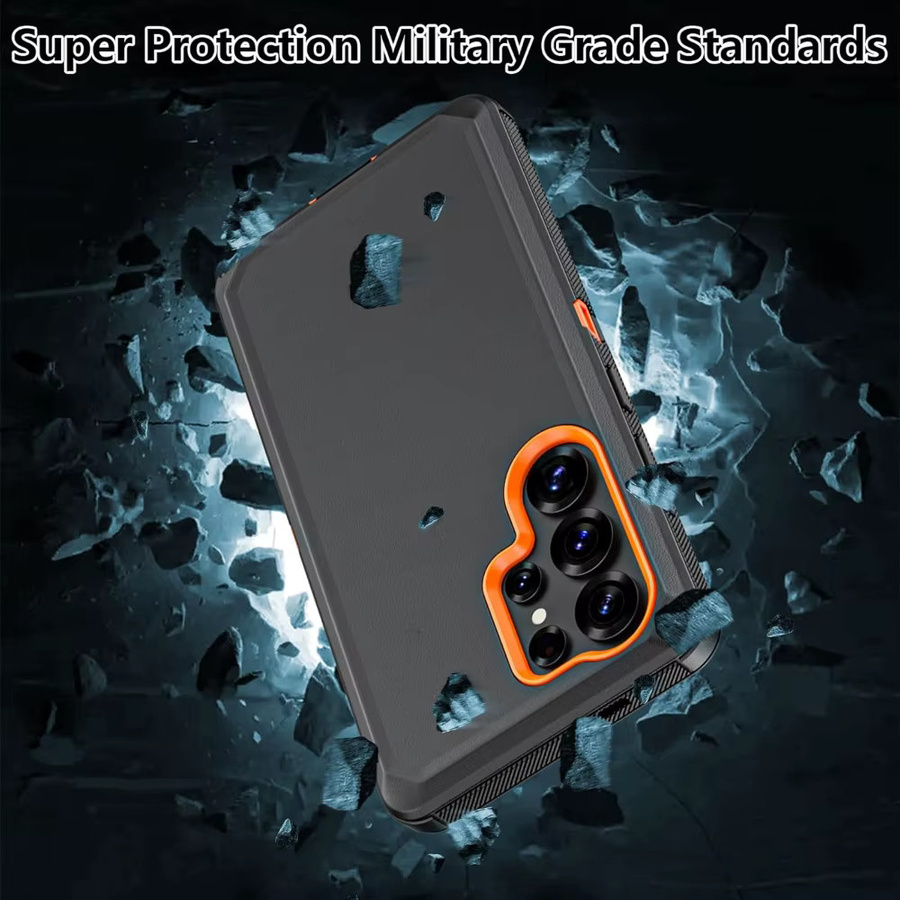 Robuste Defender Schutzhülle für Samsung Galaxy S26 Ultra, S25, S24 und S23 Plus mit Gürtelclip und Fallschutz in Schwarz oder Blau - Bild 2