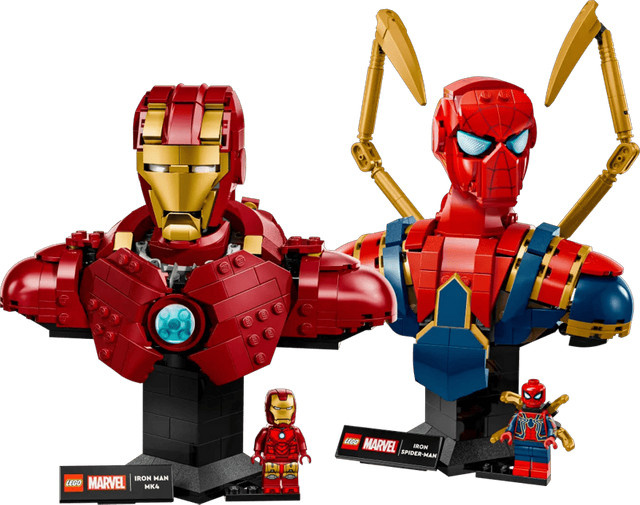 LEGO Marvel Iron Spider-Man und Iron Man MK4 Büstenset 2-teiliges Set - Bild 1