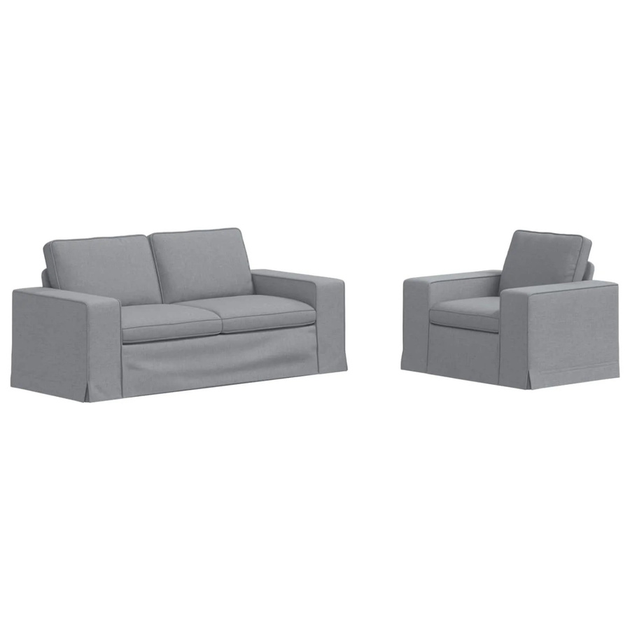 vidaXL 2-teiliges Sofa Hellgrau mit Stoffbezug und Metallrahmen B/T/H: 182 x 80 x 82 cm und 103 x 80 x 82 cm - Bild 2