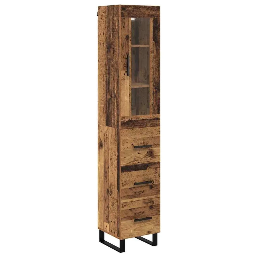vidaXL Highboard aus Altholz in Braun mit Türen und Schubladen, B/T/H: 69,5 x 34 x 180 cm - Bild 2