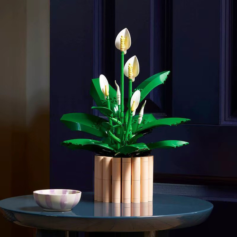 CZSAE MOC DIY Blumen-Bausatz Friedenslilie in Tiefer Saphir, botanische Dekoration für Erwachsene, 474 Teile, Grün/Weiß - Bild 3