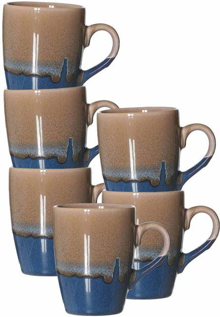 Ritzenhoff & Breker Henkelbecher Matos aus Keramik, Braun/Mehrfarbig, 6er Set, 310 ml pro Becher - Bild 1