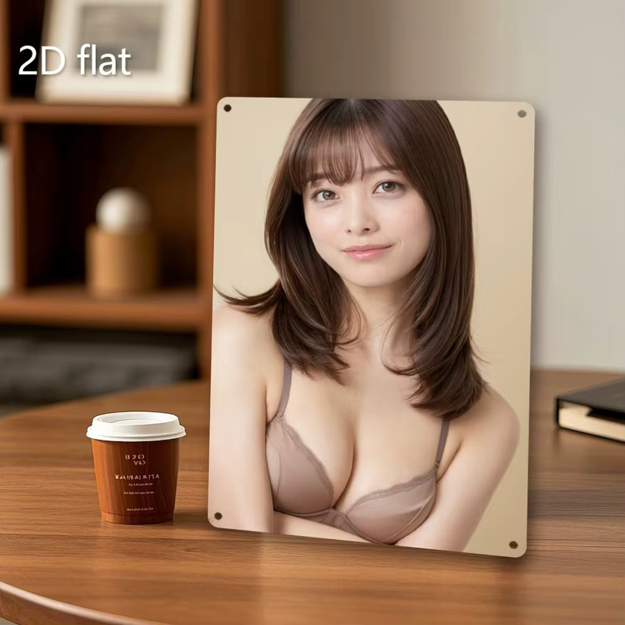 HELLOYOUNG Metall-Wandkunst Asiatisches Frauenporträt in Rosa und Beige, Wetterbeständige 2D Eisendekoration für dein Wohnzimmer, B/H: 30,0 x 20,0 cm - Bild 6