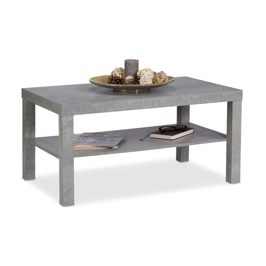 Relaxdays Couchtisch in Betonoptik aus MDF in Grau mit Ablage, B/T/H: 90 x 55 x 45 cm - Bild 2