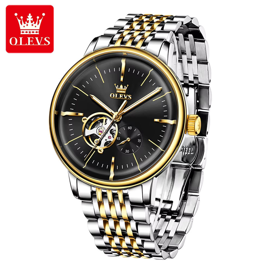 OLEVS Armbanduhr Automatik, Edelstahl, Schwarz, Herren - Bild 4