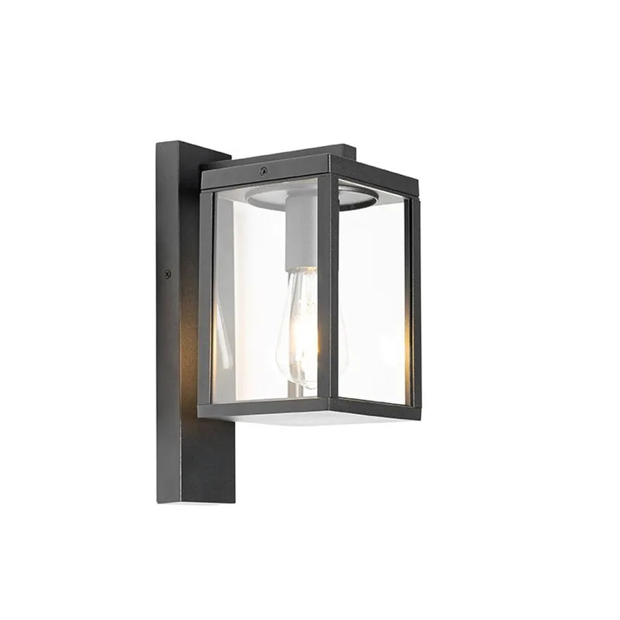 QAZQA Charlois Industrielle Außenwandlaterne aus Aluminium in Schwarz mit Glas und IP44 Schutz, E27 Fassung, B/T/H: 21,5 x 14,0 x 33,0 cm - Bild 2