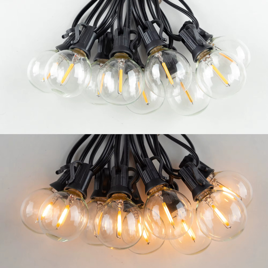 Genixgreen G40 Vintage Lichterkette mit E12 Fassung, dimmbar und anschließbar, transparentes Glas, Indoor und Outdoor - Bild 2