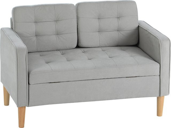 HOMCOM 2 Sitzer Sofa mit Stauraum in Grau und Samtoptik, B/T/H: 117 x 62 x 78 cm