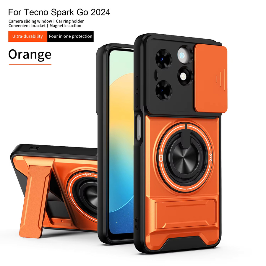 Tecno Spark Go 2024 Hülle mit MagSafe Magnetischer Faltbarer Halterung und Kameraschutz in Blau und Orange - Bild 2