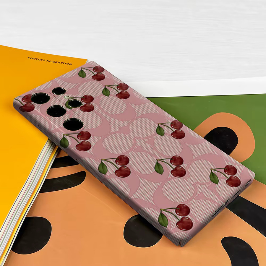 Aurbe Handyhülle für Samsung Galaxy S26 S25 S24 S23 Ultra Plus mit Rosa Mesh Kirsche Design und HD Hartplastik Doppelschicht-Folie Cover - Bild 3