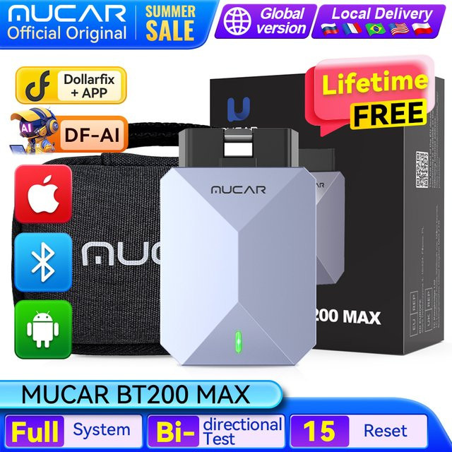 MUCAR BT200 MAX Bluetooth OBD2 Auto-Diagnosesystem mit CAN-FD, bidirektionaler Steuerung und 15 Reset-Funktionen für ECM, TCM und ABS - Bild 1