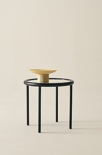 DUXSON Beistelltisch von Jotex mit Glasplatte in Schwarz und Silber, modern und quadratisch, B/T/H: 54 x 50 x 10 cm - Bild 1