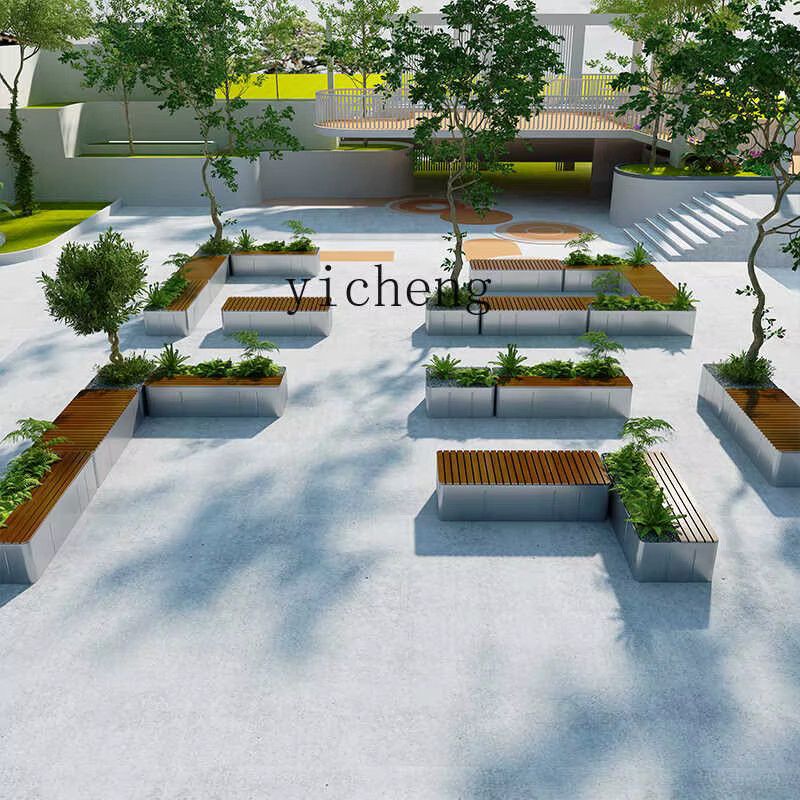 LX Outdoor-Sitz aus Edelstahl mit integrierter Blumenkasten-Kombination in modernem Design - Bild 2