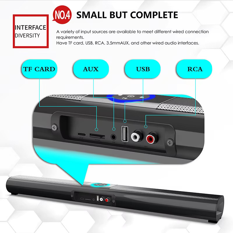 AyeBeau Bluetooth Soundbar mit kabellosem Subwoofer und FM-Radio in Schwarz - Bild 2
