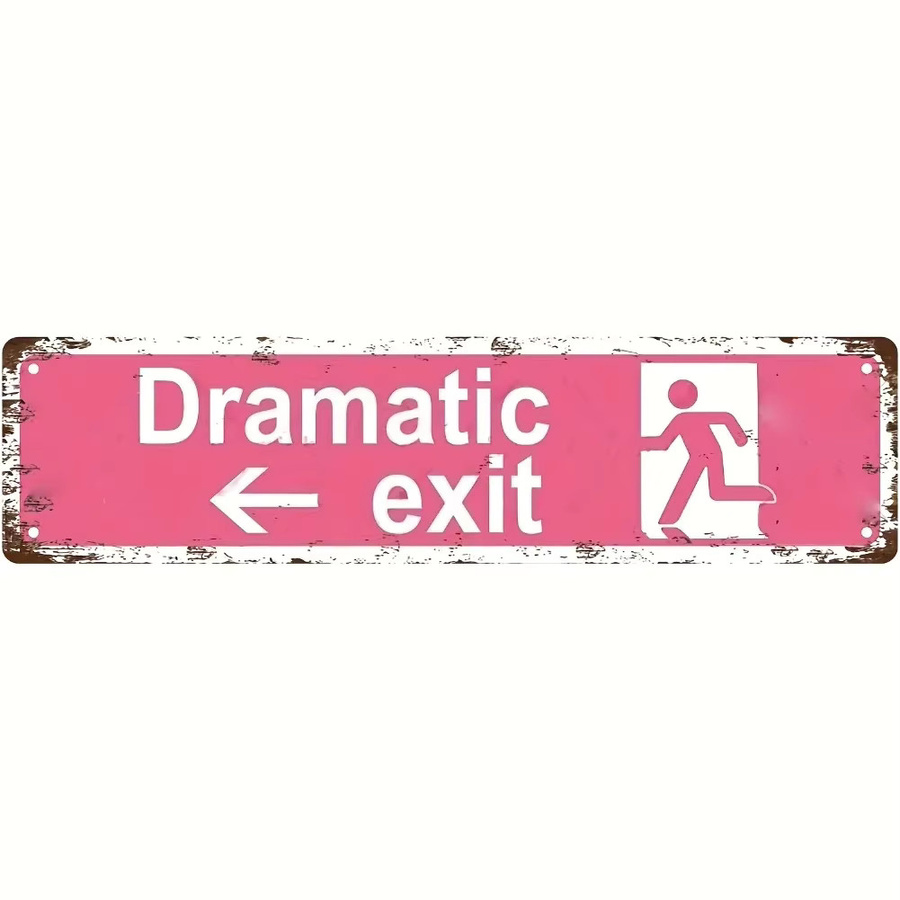 HELLOYOUNG Rustikales Metall-Wandschild Dramatic Exit Left Arrow in Pink, Rechteckiges Vintage Street Sign für Bar, Garage und Farmhouse Decor, B/H: 40,0 x 10,0 cm - Bild 2