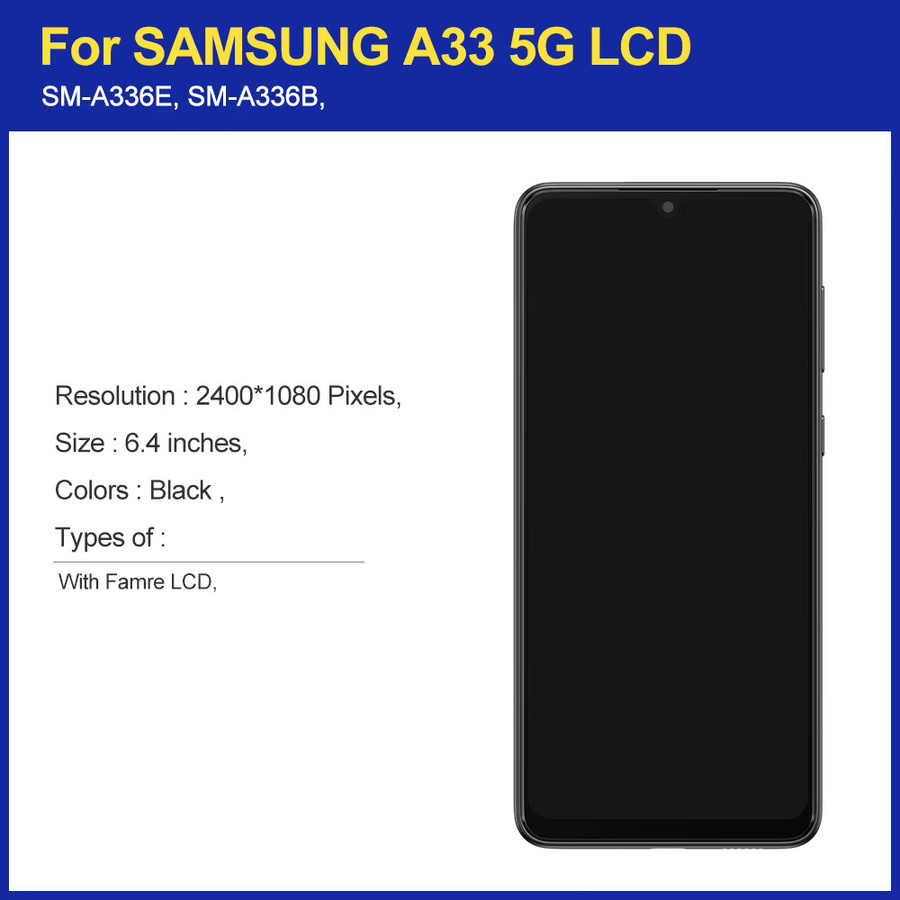 Samsung Galaxy A33 5G AMOLED LCD Display mit Touchscreen Digitizer Montage und Rahmen in Schwarz, 6,4 Zoll - Bild 2