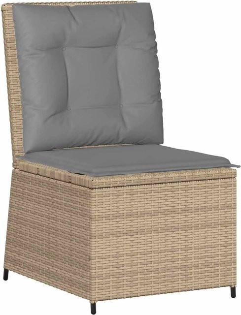 vidaXL Garten-Sofa aus Poly-Rattan mit Kissen in Beige und Grau mit Metallgestell - Bild 1