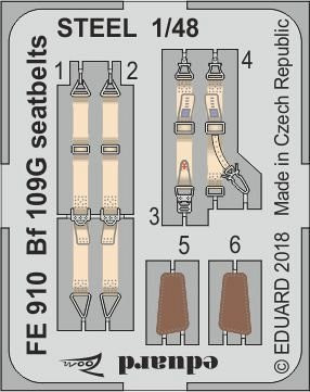 Eduard Messerschmitt Bf 109 G-2 Seatbelts STEEL - Bild 1