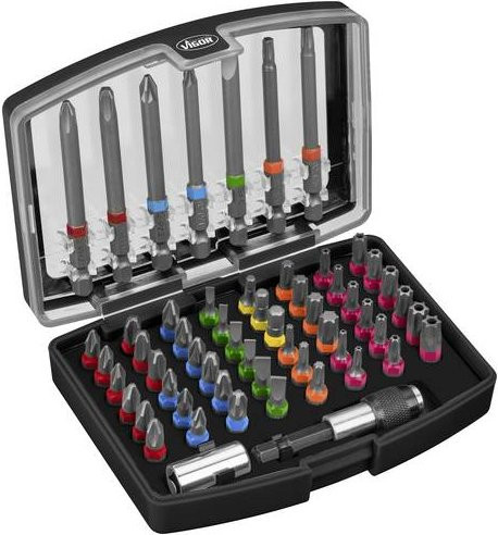 Vigour Bit-Set V5020 Bit Box mit 57 Werkzeugen, Sechskant massiv 6,3 (1/4 Zoll), Multicolor - Bild 1