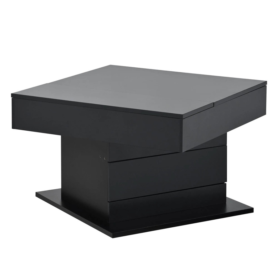 okwish Couchtisch mit drehbarer Tischplatte und Schublade in Schwarz, B/T/H: 70 x 70 x 45 cm - Bild 2