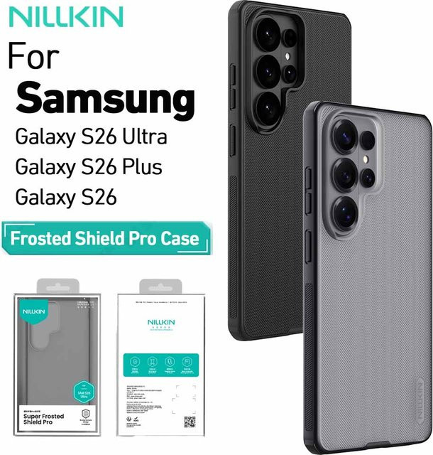 Nillkin Frosted Shield Pro Handyhülle für Samsung Galaxy S26 Ultra, S26+ und S26 Plus in Schwarz, stoßfest und kratzfest aus PC und TPU - Bild 1