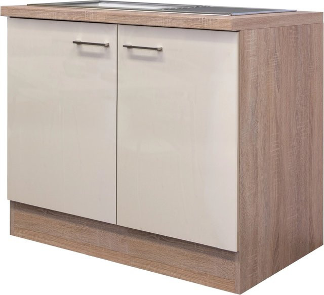 Flex-Well Spülenunterschrank Orlando in Sonoma Eiche und Kaschmir Glanz, Breite: 100 cm, Höhe: 86 cm, Tiefe: 60 cm - Bild 1