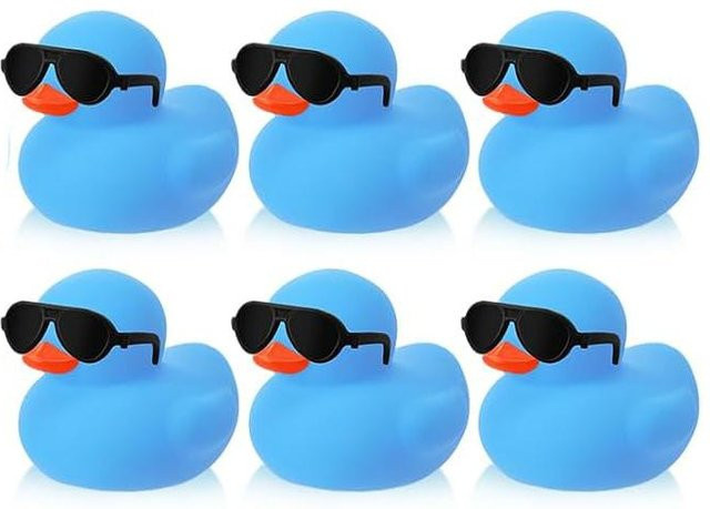 Binchi Outdoor Product Mini-Gummi-Enten Blau mit Sonnenbrillen, Quietschende Gummi-Entchen, Set - Bild 1