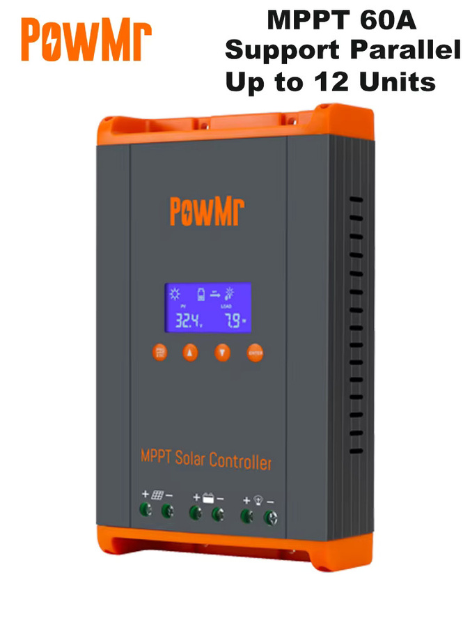 PowMr MPPT 60A Solarladeregler für Blei-Säure- und Lithium-Batterien, kompatibel mit 12 V, 24 V, 36 V und 48 V, unterstützt bis zu 12 parallel geschaltete Einheiten - Bild 5