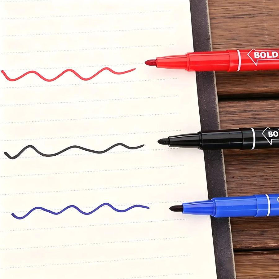 Hero 883 Löschbarer Marker mit zwei Spitzen, wasserbasierter Skizzenstift, doppelseitig, 10 Stück (Rot, Schwarz, Blau) - Bild 5