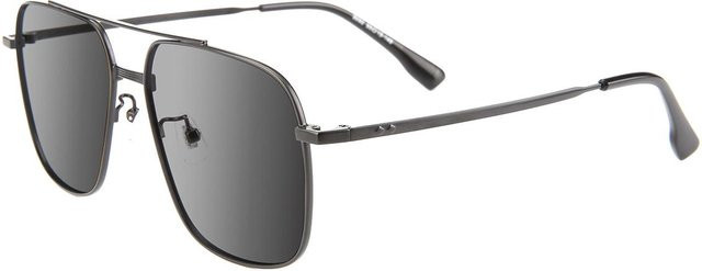 Doppelstrahl Rechteckige Sonnenbrille, Metall, Unisex, transparent, grey - Bild 1
