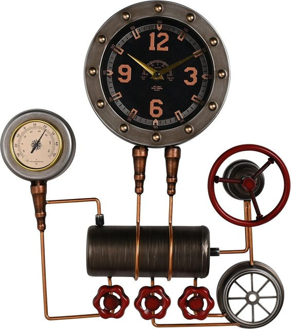 Hometime Wanduhr Ventile & Rohre in Silber aus Metall im Industrial Design - Bild 1