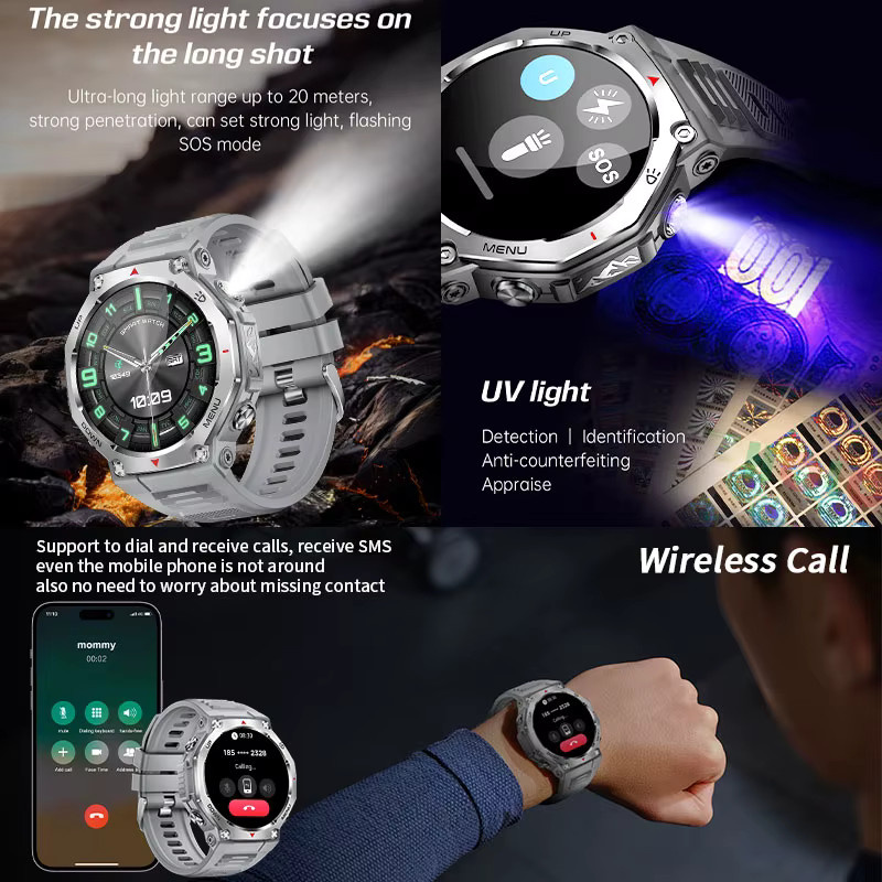 LIGE Smartwatch, AMOLED-Bildschirm, 5 ATM, Schwarz, Silikon, Unisex - Bild 2