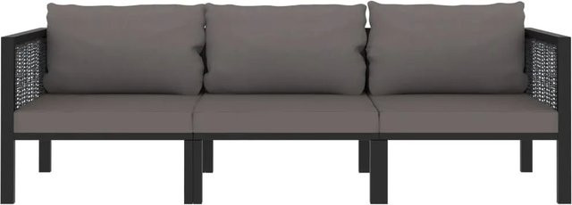 vidaXL 3-Sitzer-Sofa in L-Form aus Poly Rattan mit Polsterauflagen in Anthrazit - Bild 1
