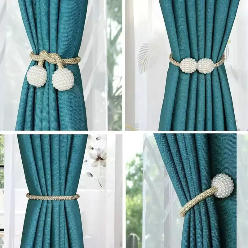 Magnetische Vorhang-Clips Perle als Raffhalter und dekorative Vorhanghalter in Beige oder Weiß - Bild 3