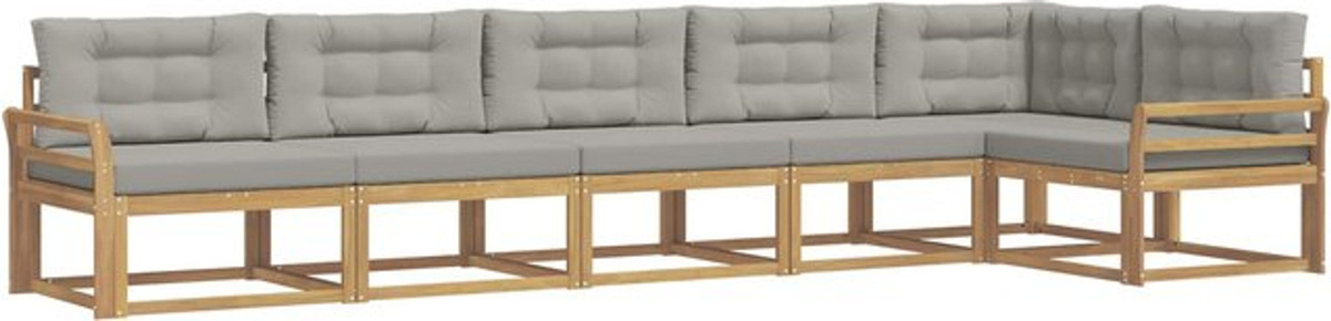 vidaXL Outdoor-Sofagarnitur aus Akazienmassivholz und Polyester in Weiß und Grau, 4-teiliges Loungemöbel-Set im modernen Design - Bild 1