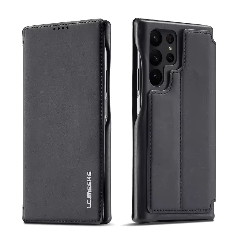Flip-Leder-Handyhülle für Samsung Galaxy S26 S25 S24 S23 Ultra S22 Plus S21 FE S20 mit Kartenfach und Standfunktion in Braun - Bild 4