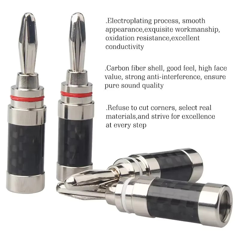 Xangsane HiFi Audio Bananenstecker mit Locking-Schraube aus Carbonfaser und Rhodiniert in Schwarz oder Silber - Bild 2