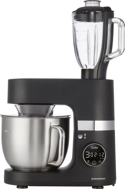 SILVERCREST Küchenmaschine KM 900 A1 in Schwarz mit Edelstahl- und Glaskomponenten - Bild 1