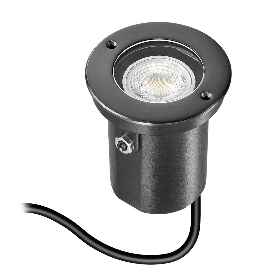 Luxvenum Area Bodeneinbauleuchte aus Edelstahl in Schwarz, 24V LED, IP67, dimmbar, schwenkbar mit Betondose - Bild 1
