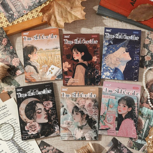 Vintage Time Corridor Girl Scrapbook-Papierpaket mit 50 Blatt buntem Dekorpapier für deine DIY-Journal- und Bastelarbeiten - Bild 1