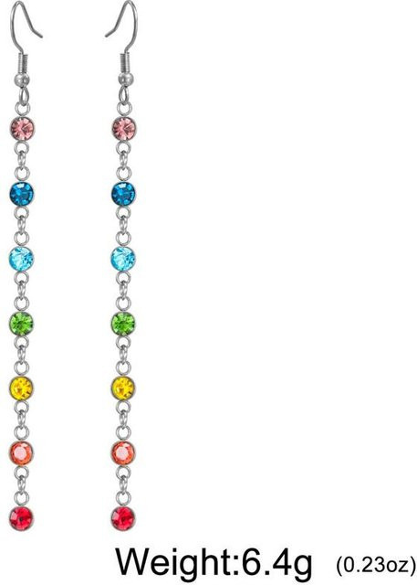 Ohrhänger 7 Chakra, Edelstahl, Gold, Kristall, Damen - Bild 1
