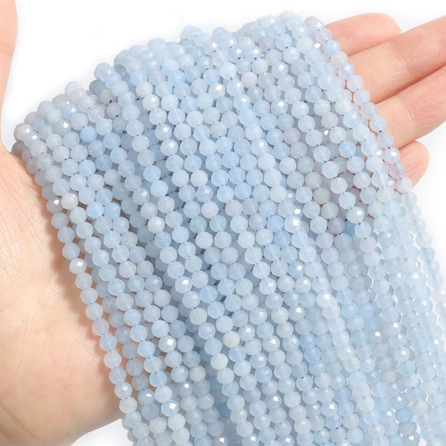 AOHAYOOMQ Perlen Aquamarin, Blau, 15'' - Bild 1
