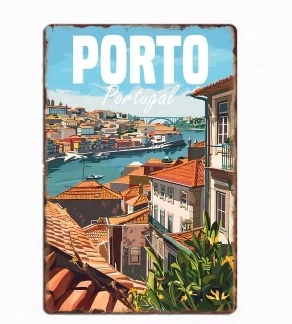 Vintage Metallschild Porto Portugal Wanddekoration von CIFBUY - Bild 1
