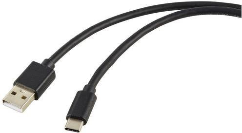 Renkforce USB-Ladekabel USB 2.0 mit USB-A und USB-C Stecker, Schwarz, Länge: 1,80 m - Bild 1