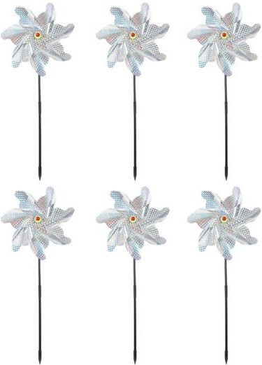 6er Set Vogelabwehr Spinner von Beautiful Garden in Silber aus reflektierendem PVC mit 7 Blättern zur einfachen Installation und Wiederverwendung - Bild 1