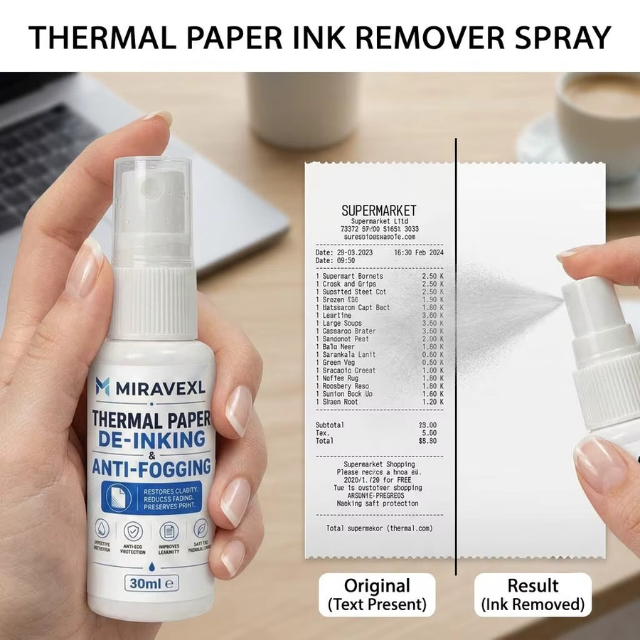 Datenschutz-Thermo-Beleglöschspray zur sofortigen Tintenentfernung für Thermopapier-Etiketten und Belege in Weiß - Bild 3